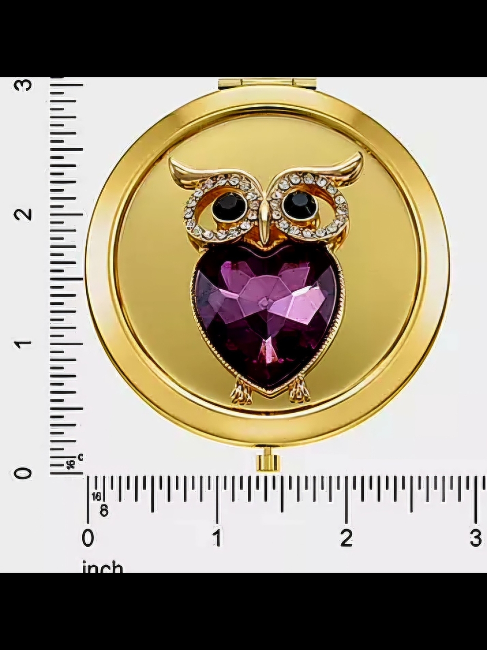 NEW Monet Jewelry Gold Tone Owl Snap Compact Mirror with Box 2.75" New with tags - Picture 6 of 6